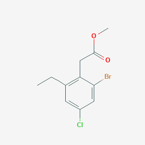 molecular formula C11H12BrClO2 B8391535 Methyl 2-bromo-4-chloro-6-ethylphenylacetate 