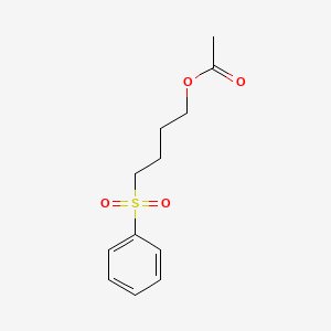 molecular formula C12H16O4S B8391540 Acetic acid 4-benzenesulfonylbutylester 