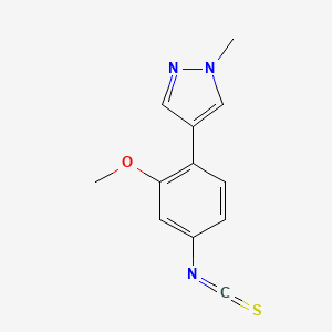 molecular formula C12H11N3OS B8391598 4-(4-isothiocyanato-2-methoxyphenyl)-1-methyl-1H-pyrazole 
