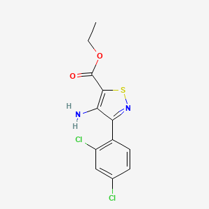molecular formula C12H10Cl2N2O2S B8391616 Ethyl 4-amino-3-(2,4-dichlorophenyl)isothiazole-5-carboxylate 