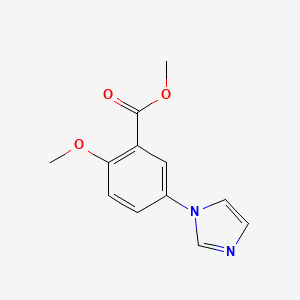 molecular formula C12H12N2O3 B8391755 5-(1H-Imidazol-1-yl)-2-methoxybenzoic acid, methyl ester 