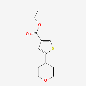 molecular formula C12H16O3S B8391803 ethyl 5-(tetrahydro-2H-pyran-4-yl)thiophene-3-carboxylate 