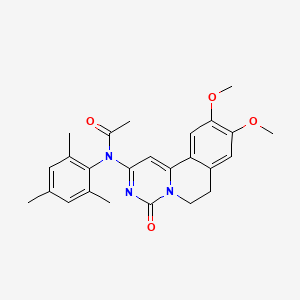 molecular formula C25H27N3O4 B8391823 Acetamide, N-(6,7-dihydro-9,10-dimethoxy-4-oxo-4H-pyrimido(6,1-a)isoquinolin-2-yl)-N-(2,4,6-trimethylphenyl)- CAS No. 83070-40-0