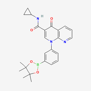 molecular formula C24H26BN3O4 B8391946 n-Cyclopropyl-1-[3-(4,4,5,5,-tetramethyl-1,3,2-dioxaborolan-2-yl)phenyl]-1,4-dihydro[1,8]naphthyridin-4-one-3-carboxamide 