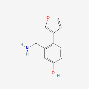 molecular formula C11H11NO2 B8391954 3-Aminomethyl-4-furan-3-yl-phenol 