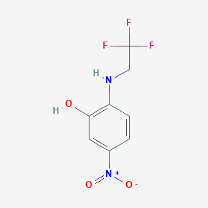 molecular formula C8H7F3N2O3 B8391974 2-(2,2,2-Trifluoroethyl)amino-5-nitrophenol 