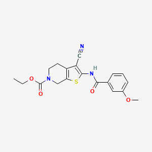 molecular formula C19H19N3O4S B8392045 N-(6-Ethoxycarbonyl-3-cyano-4,5,6,7-tetrahydro-thieno[2,3-c]pyridin-2-yl)-3-methoxybenzamide 