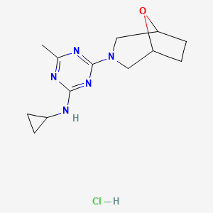 molecular formula C13H20ClN5O B8392097 2-Cyclopropylamino-4-methyl-6-(8-oxa-3-azabicyclo(3.2.1)oct-3-yl)-1,3,5-triazine hydrochloride CAS No. 148296-18-8