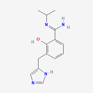 molecular formula C14H18N4O B8392163 2-Hydroxy-3-(1H-imidazol-4-ylmethyl)-N-(1-methylethyl)benzenecarboximidamide hydrate CAS No. 164334-96-7