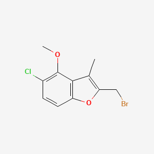 molecular formula C11H10BrClO2 B8392179 2-Bromomethyl-5-chloro-4-methoxy-3-methyl benzofuran 