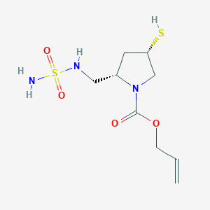 molecular formula C9H17N3O4S2 B8392296 (2S,4S)-1-allyloxycarbonyl-2-(sulfamoylamino)methyl-4-mercaptopyrrolidine 