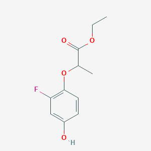 molecular formula C11H13FO4 B8392372 Ethyl 2-(2-fluoro-4-hydroxyphenoxy)propionate 