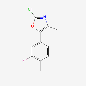 molecular formula C11H9ClFNO B8392490 2-Chloro-5-(3-fluoro-4-methylphenyl)-4-methyloxazole 