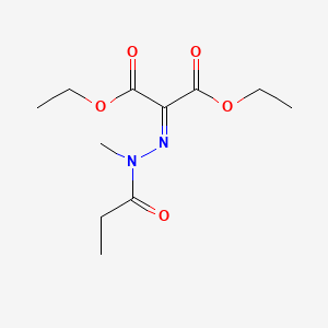 molecular formula C11H18N2O5 B8392522 Diethyl 2-(2-methyl-2-propionylhydrazono)malonate 