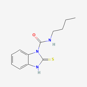 molecular formula C12H15N3OS B8392596 1-(Butylcarbamoyl)-1,3-dihydrobenz-imidazole-2-thione 