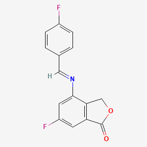 molecular formula C15H9F2NO2 B8392657 (E)-6-fluoro-4-(4-fluorobenzylideneamino)isobenzofuran-1(3H)-one 