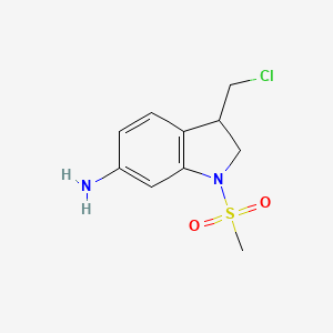 molecular formula C10H13ClN2O2S B8392682 1-Methylsulfonyl-3-(chloromethyl)indolin-6-amine 