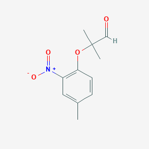 molecular formula C11H13NO4 B8392695 2-Methyl-2-(2-nitro-4-methylphenoxy)propanal 