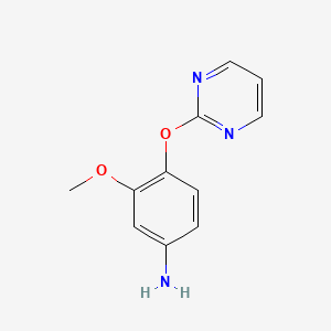 molecular formula C11H11N3O2 B8392891 3-Methoxy-4-(pyrimidin-2-yloxy)aniline 