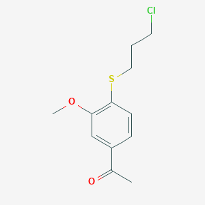 molecular formula C12H15ClO2S B8392915 1-[4-((3-Chloropropyl)thio]-3-methoxyphenyl]ethanone 