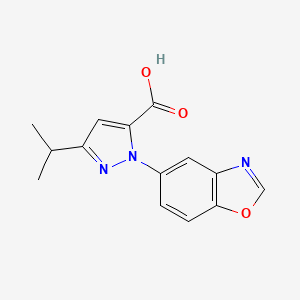 molecular formula C14H13N3O3 B8393107 1-(benzo[d]oxazol-5-yl)-3-isopropyl-1H-pyrazole-5-carboxylic acid 