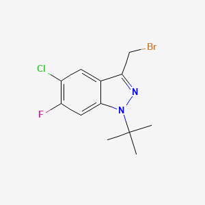 molecular formula C12H13BrClFN2 B8393186 3-(bromomethyl)-1-tert-butyl-5-chloro-6-fluoro-1H-indazole 