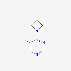 molecular formula C7H8IN3 B8393192 4-(Azetidin-1-yl)-5-iodopyrimidine 