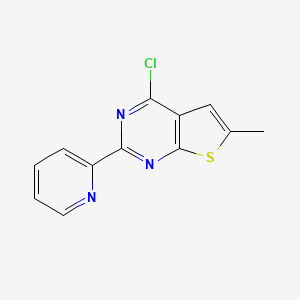 molecular formula C12H8ClN3S B8393206 4-Chloro-2-(pyridin-2-yl)-6-methyl-thieno-[2,3-d]-pyrimidine 