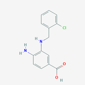 molecular formula C14H13ClN2O2 B8393235 4-Amino-3-[(2-chlorophenyl)methyl]aminobenzoic acid 