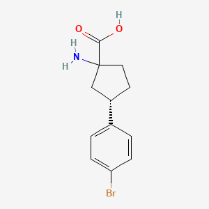 molecular formula C12H14BrNO2 B8393356 (3S)-1-amino-3-(4-bromophenyl)cyclopentanecarboxylic acid 