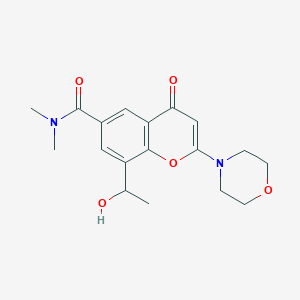 molecular formula C18H22N2O5 B8393492 8-(1-hydroxyethyl)-N,N-dimethyl-2-morpholino-4-oxo-4H-chromene-6-carboxamide 