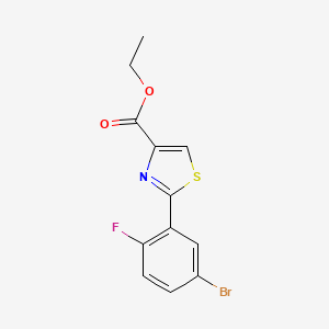 molecular formula C12H9BrFNO2S B8393529 Ethyl 2-(5-bromo-2-fluoro-phenyl)thiazole-4-carboxylate 