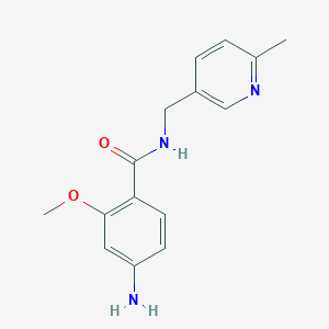 molecular formula C15H17N3O2 B8393561 4-amino-2-methoxy-N-[(6-methylpyridin-3-yl)methyl]benzamide 