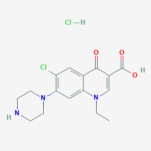 molecular formula C16H19Cl2N3O3 B8393650 1-Ethyl-6-chloro-7-(1-piperazinyl)-4-oxo-1,4-dihydroquinoline-3-carboxylic acid hydrochloride 