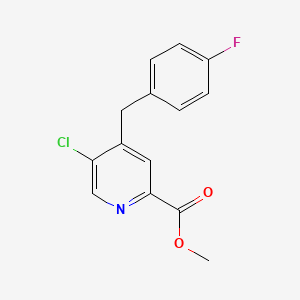 molecular formula C14H11ClFNO2 B8393756 5-Chloro-4-(4-fluorobenzyl)-pyridine-2-carboxylic acid methyl ester 