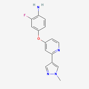 molecular formula C15H13FN4O B8393852 2-fluoro-4-(2-(1-methyl-1H-pyrazol-4-yl)pyridin-4-yloxy)benzenamine 