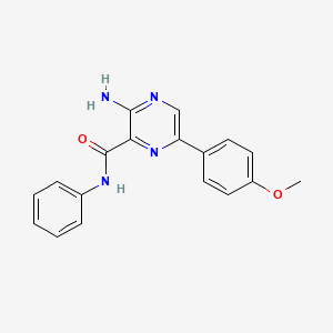 molecular formula C18H16N4O2 B8393890 3-Amino-6-(4-methoxyphenyl)-n-phenylpyrazine-2-carboxamide 