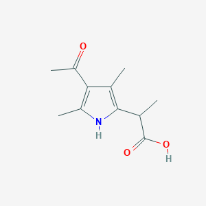 molecular formula C11H15NO3 B8394084 2,4-Dimethyl-3-acetyl-5-(1-carboxy-ethyl)-pyrrole 