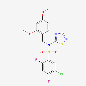 molecular formula C17H14ClF2N3O4S2 B8394167 5-chloro-N-(2,4-dimethoxybenzyl)-2,4-difluoro-N-(1,2,4-thiadiazol-5-yl)benzenesulfonamide 