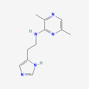 molecular formula C11H15N5 B8394288 2-{[2-(1H-Imidazol-4-yl)ethyl]amino}-3,6-dimethylpyrazine 
