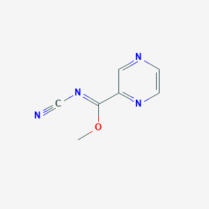 molecular formula C7H6N4O B8394506 Methyl N-cyanopyrazinecarboximidate 