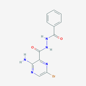 molecular formula C12H10BrN5O2 B8394621 3-amino-6-bromo-N'-(phenylcarbonyl)pyrazine-2-carbohydrazide 