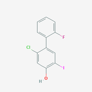 molecular formula C12H7ClFIO B8394758 2-Chloro-2'-fluoro-5-iodobiphenyl-4-ol 