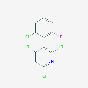 molecular formula C11H4Cl4FN B8395171 3-(2-Chloro-6-fluorophenyl)-2,4,6-trichloropyridine 