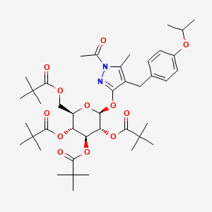 (2S,3R,4S,5R,6R)-2-((1-acetyl-4-(4-isopropoxybenzyl)-5-methyl-1H-pyrazol-3-yl)oxy)-6-((pivaloyloxy)methyl)tetrahydro-2H-pyran-3,4,5-triyl tris(2,2-dimethylpropanoate)