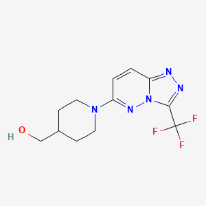 molecular formula C12H14F3N5O B8395323 [1-[3-(Trifluoromethyl)-[1,2,4]triazolo[4,3-b]pyridazin-6-yl]piperidin-4-yl]methanol 