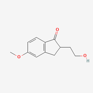 molecular formula C12H14O3 B8395516 2-(2-Hydroxyethyl)-5-methoxy-1-indanone 