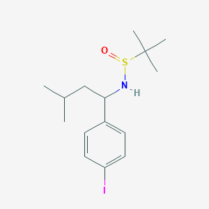 molecular formula C15H24INOS B8395517 N-(1-(4-iodophenyl)-3-methylbutyl)-2-methylpropane-2-sulfinamide 