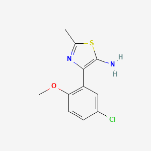 molecular formula C11H11ClN2OS B8395589 4-(5-Chloro-2-methoxyphenyl)-2-methylthiazol-5-amine 