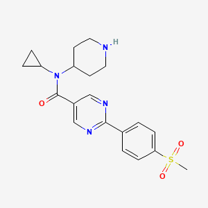 molecular formula C20H24N4O3S B8395604 2-(4-Methanesulfonyl-phenyl)-pyrimidine-5-carboxylic acid cyclopropyl-piperidin-4-yl-amide 